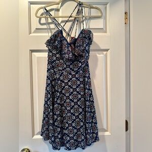 Jessica Simpson Elegant Blue and White Mini Dress